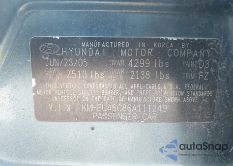 2006 Hyundai Sonata Gls from USA, damaged, VIN KMHEU46C86A111249